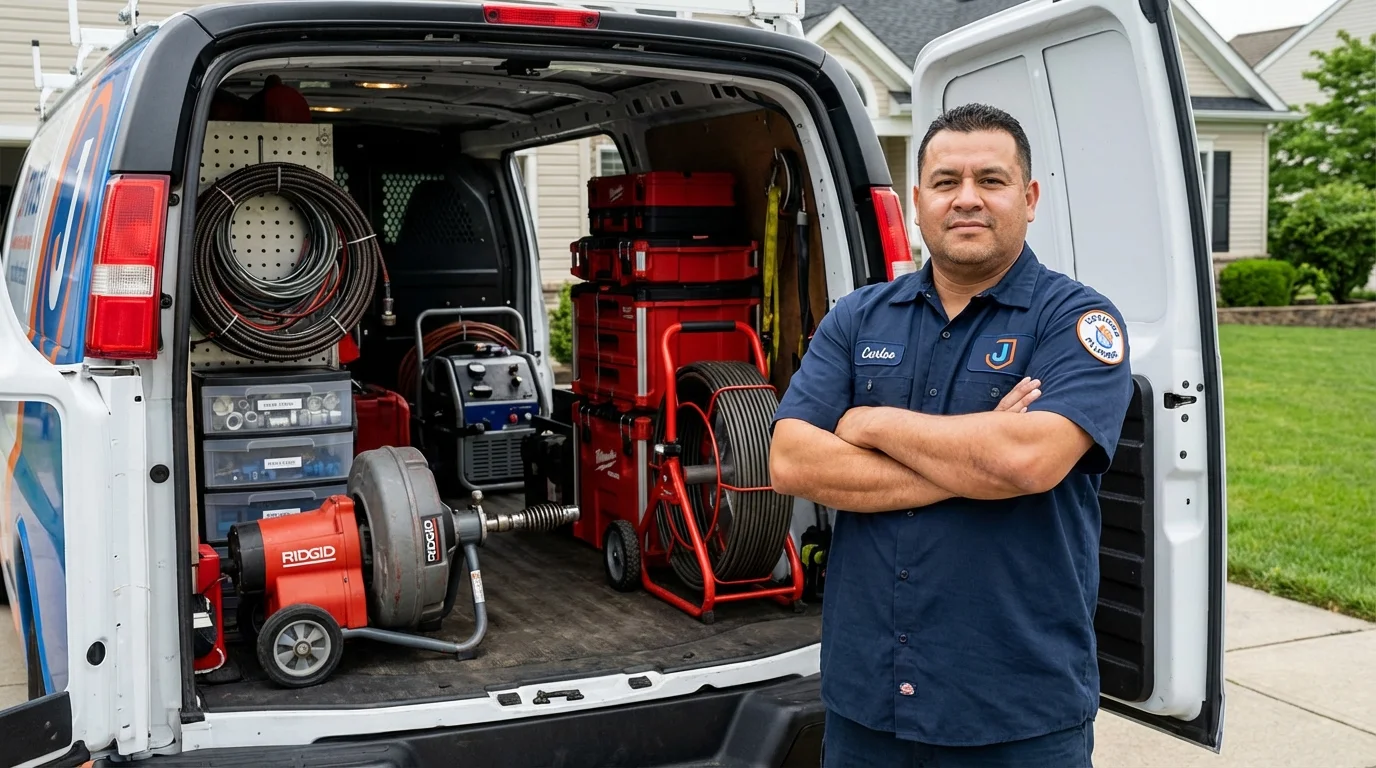 Professional drain cleaning equipment and Johns Plumbing LLC plumber in Archbold