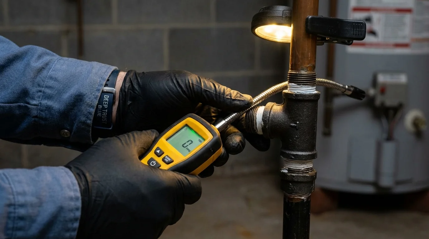 Gas leak detection with electronic sniffer by Johns Plumbing LLC in Archbold