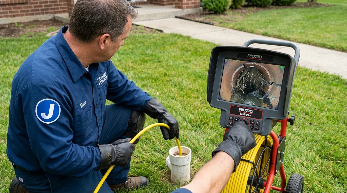 Sewer camera inspection being performed by Johns Plumbing LLC in Archbold
